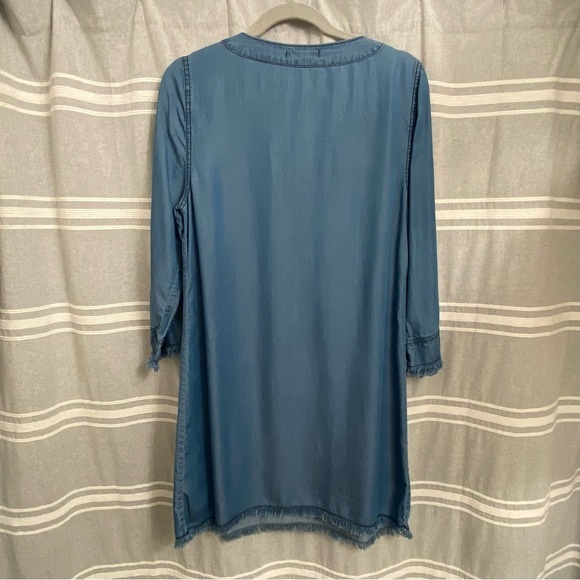 MICHEAL STARS / Blue Chambray 3/4 Sleeve Dress Size M - Picture 2 of 9